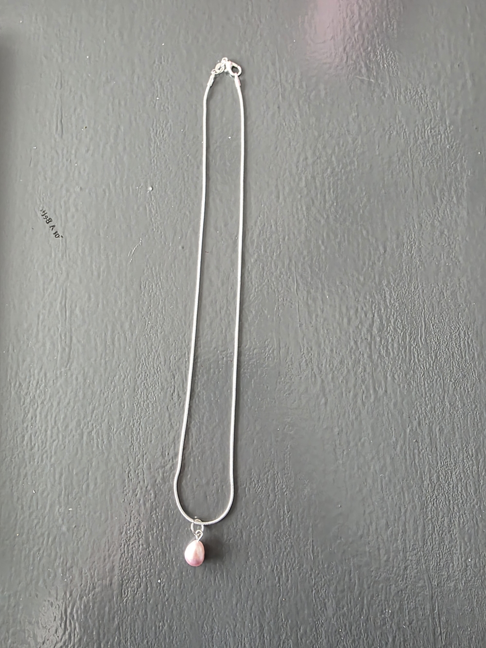 Elegant Silver Chain Necklace with Pink Pearl Pendant